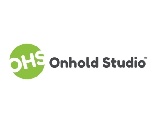 Logo of Onhold Studio, featuring OHS in white on a green circle, symbolising clarity and trust during uncertain times like the COVID-19 pandemic, followed by the text Onhold Studio® in grey.