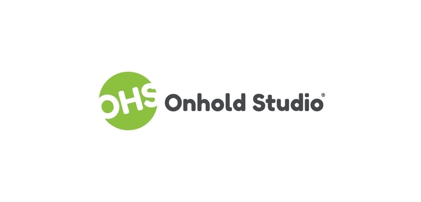 Logo of Onhold Studio, featuring OHS in white on a green circle, symbolising clarity and trust during uncertain times like the COVID-19 pandemic, followed by the text Onhold Studio® in grey.