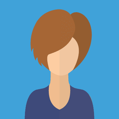 avatar-4 Illustration of a person with short brown hair, without features, against a blue background.