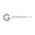 Logo of Gatehouse Bank featuring a stylised “G” symbol followed by the text “gatehousebank” in grey.