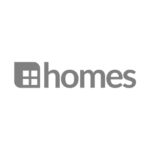 Homes Estate Agents Grey house logo with the word homes in lowercase.