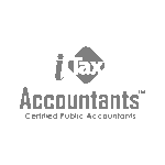 The logo features the text iTax Accountants Certified Public Accountants in grey, with a stylised diamond surrounding Tax.