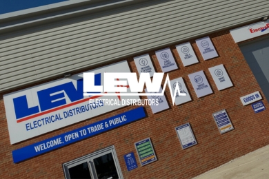 LEW Electrical Distributors Audio Case Study LEW Electrical Distributors presents a welcoming exterior with its distinctive signage, brick façade, and expansive windows. The sign extends an invitation to all, greeting with Welcome, LEW: Open to Trade & Public.