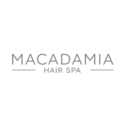 Logo featuring the text Macadamia Hair Spa in grey, with two horizontal lines on either side of the word Macadamia.