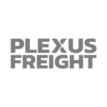 Plexus Freight Logo featuring the words Plexus Freight in bold, grey font on a transparent background.