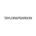 Logo exhibiting the text TAYLOR & PEARSON in black capital letters on a white background.