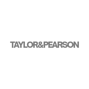 Logo exhibiting the text TAYLOR & PEARSON in black capital letters on a white background.