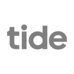 Tide The word tide is shown in lowercase, grey font on a transparent background.
